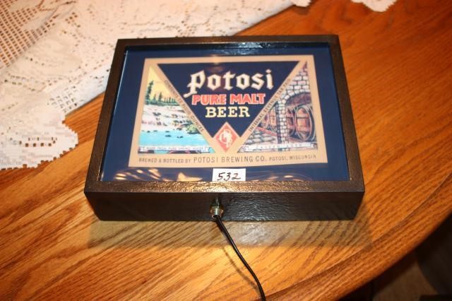 Potosi Malt Beer Electric Lighted Sign in Brown Ca