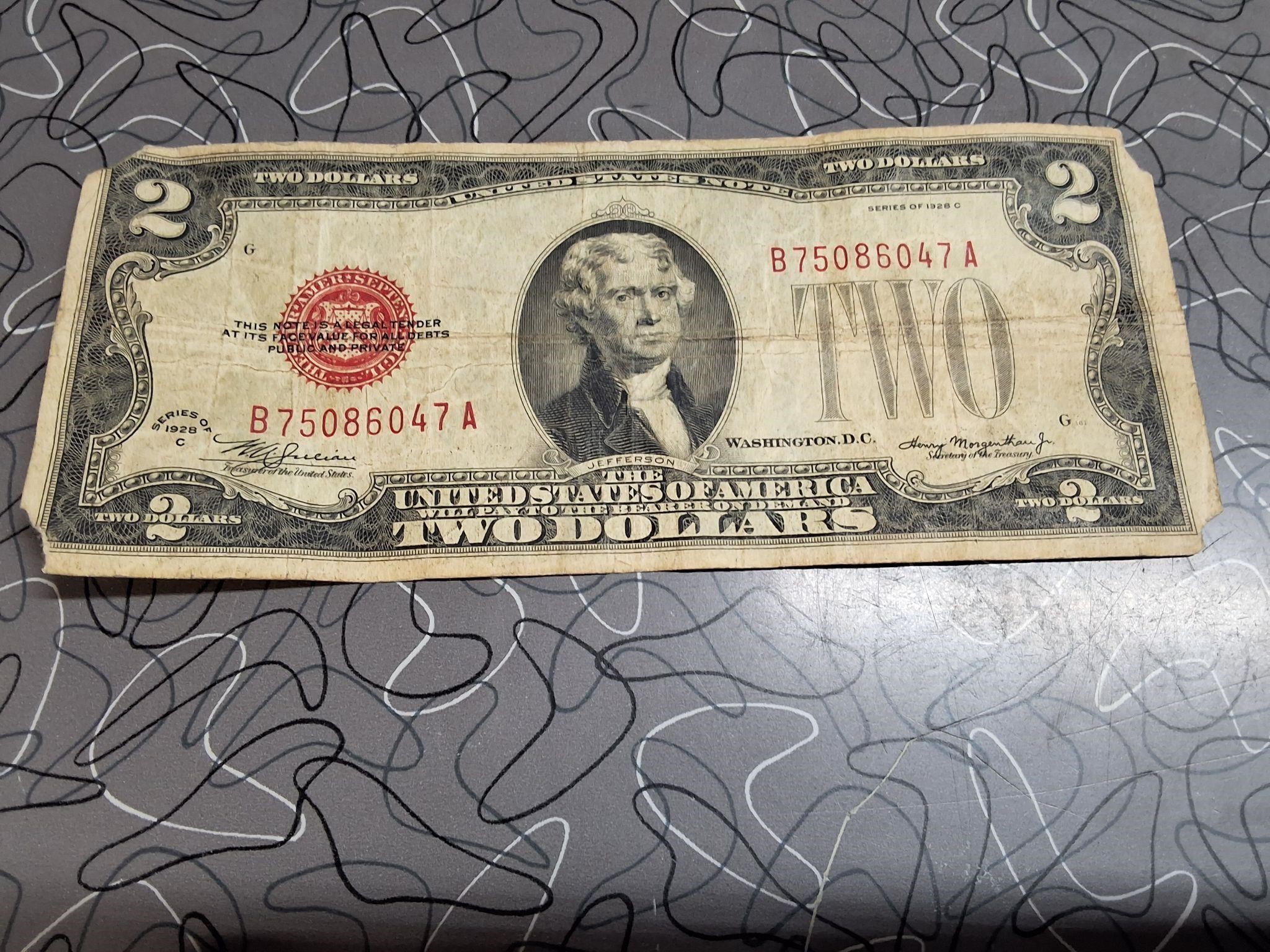 1928 Red Seal $2 Bill