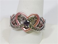 Pink Heart with Crystals Ring Size 11  New