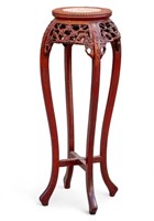 Chinese Carved Rosewood Marble Top Plant Stand