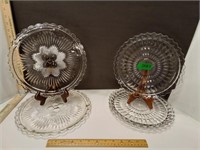 Glass Platters w/Floral Center 2 & Glass Plates 3