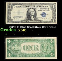 1935E $1 Blue Seal Silver Certificate Grades xf