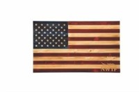 20" x 34" Wooden Flag w/Hand Chiseled Start &