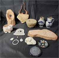 Group of miscellaneous stone pottery items