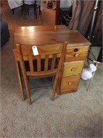 Lot #28 Pine three drawer knee hole desk with
