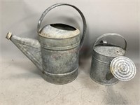 Two Galvanized Watering Cans