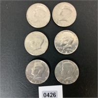 6) 1981-D KENNEDY HALF DOLLARS