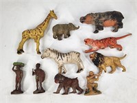 ASSORTMENT OF J.H. MILLER WAX JUNGLE FIGURES