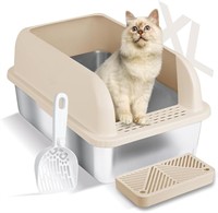 Chenove Extra Large Stainless Steel Cat Litter Box