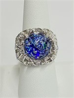 .925 Silver Personality Ring Sz 8