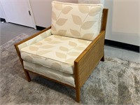 Cane Sided Upholstered Arm Chair