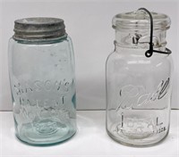 Mason's Patent blue quart jar, 1858 with Zinc lid