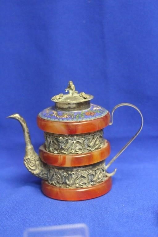A Chinese Cloisonne and Gemstone? Teapot