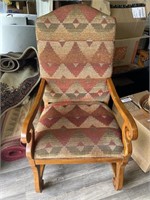 Pair of High Backed Cushioned Wood Chairs (back