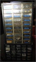 2 ORGANIZERS FULL OF SCREWS, WASHERS, NUTS, BOLTS