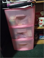 3 Drawer Pink Plastic Storage Unit