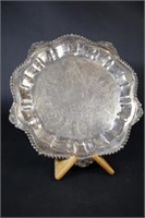 Claw Foot Decorative Silver Plate Tray