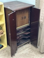 Antique record cabinet w/ records