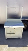 Painted white commode w/ towel bar