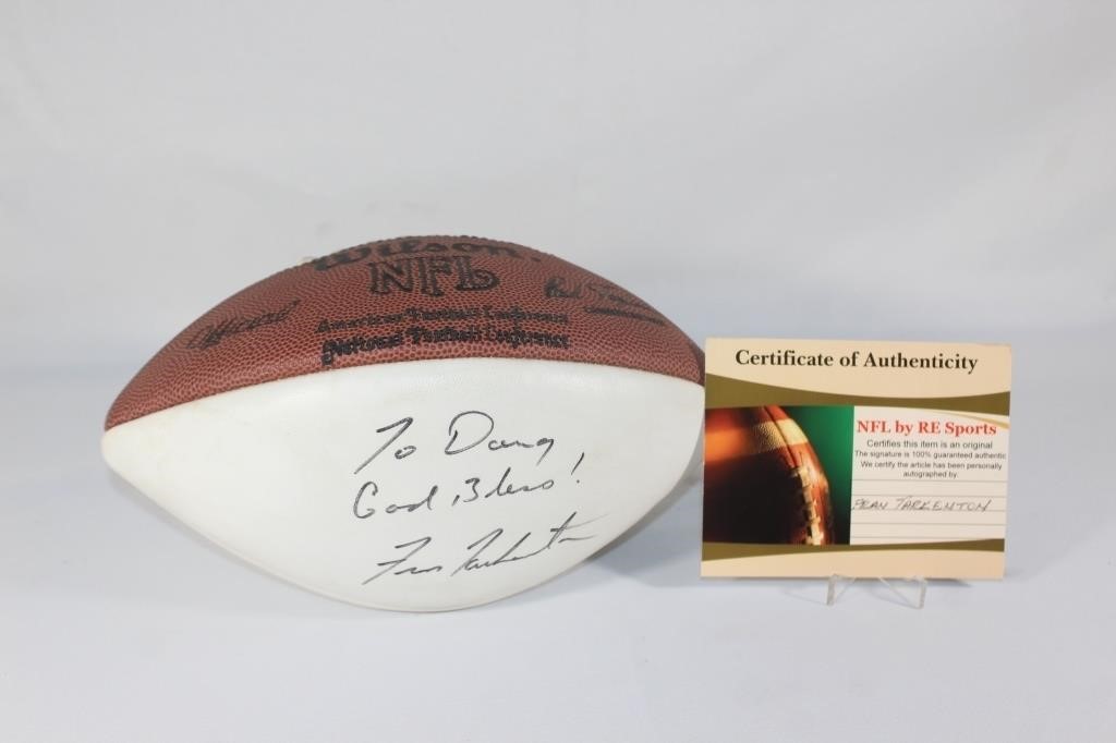 Fran Tarkenton Autographed Football w/Case & COA