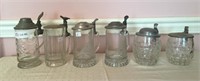 6 Unmathched stein - Glass stein w/pewter lid