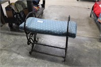 Small Cast Iron & Padded Bench Seat.