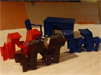 Antique plastic Renwal toy school desk sets
