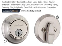 Kwikset 816 Key Control Deadbolt Lock, Satin