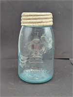 Teal Modified Elongated Midget Pint Crown Jar