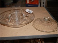 Vintage Depression Clear Glass Bowl, Tumbler &