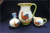 ROOSTER PRINT CERAMIC TABLE SERVICE