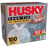 G) ~100ct Husky True Tie XL Trash Bags, 45 Gallon