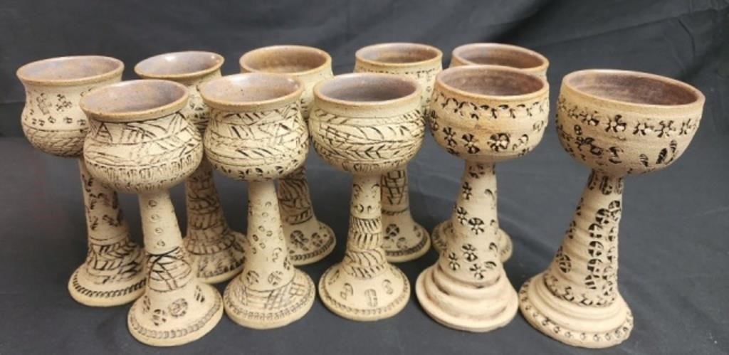 10 intricate pottery goblets
