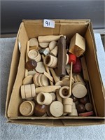 Box Lot of Various Wooden Pieces