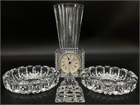 5pc Crystal Vase, Clock & More