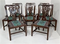 8 dining chairs, Chippendale style, ribbon back,