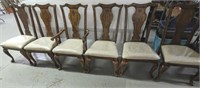 6 HARP BACK DINING CHAIRS WITH UPHOLSTERED SEAT