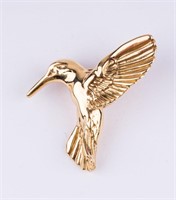 14K Gold Hummingbird Brooch