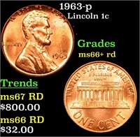 1963-p Lincoln Cent 1c Grades GEM++ RD
