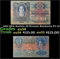 1912-1914 Austria 20 Kronen Banknote P# 13 Grades