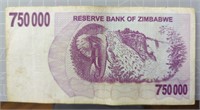 Zimbabwe $750,000 banknote