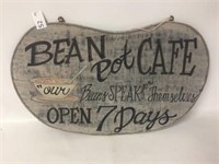 Wood Sign "Bean Pot Cafe" - 22" x 13"