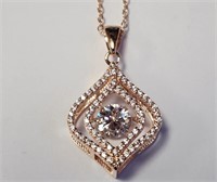 $100 Silver Dancing Stone With Cz  Necklace