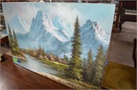Signed Oil Paining of Mountain