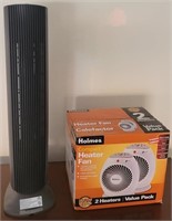 J - TOWER FAN & 2 HEATER FANS IN BOX