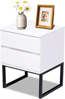 Nightstand with Drawers, White Small Bedside