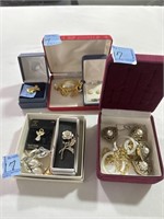 SELECTION OF COSTUME JEWELRY: PINS, EARRINGS