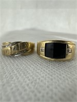 (2) 10K GOLD RINGS - BOTH STAMPED "DAD" -