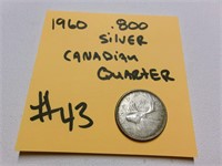 1960 .800 silver canadian quarter