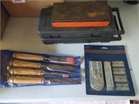 Drill bits in plastic cases, chisel set and more